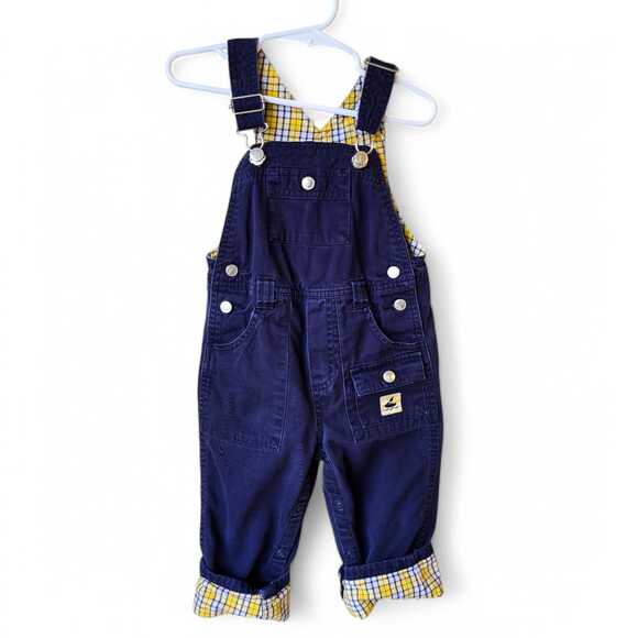 Gymboree Other - Vintage Gymboree Y2K Overalls Size 18 - 24 M Boys Navy Plaid Boat Pockets Sailor